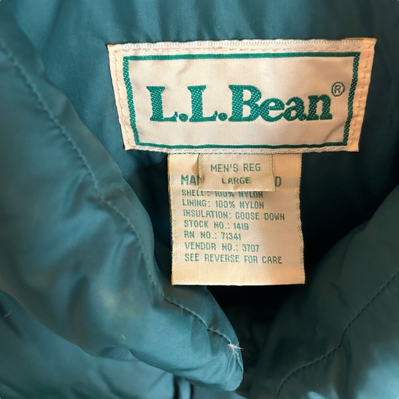 L.L. BEAN | Vintage Men’s Green Goose Down Packable Puffer - Sz Large Regular - Picture 7 of 12